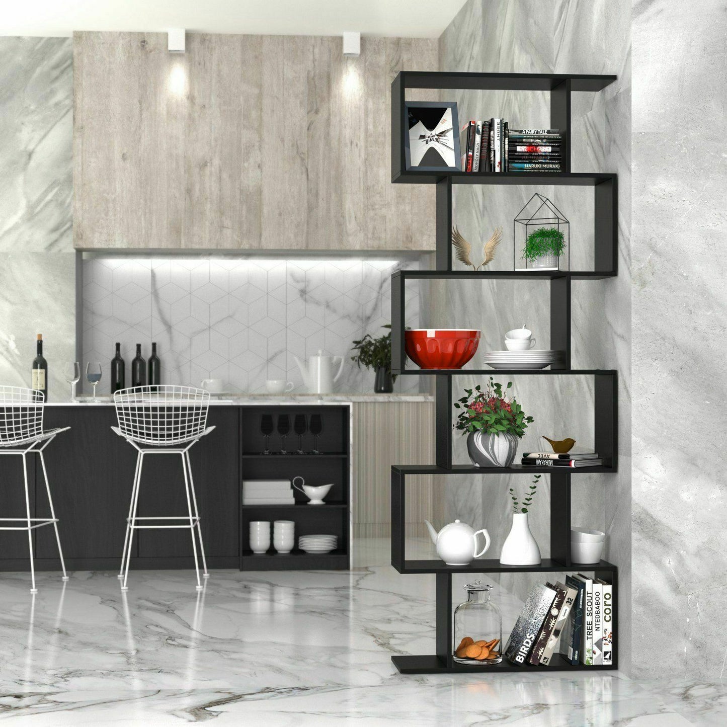 6 Layer Corner Bookshelf Living Room Decor