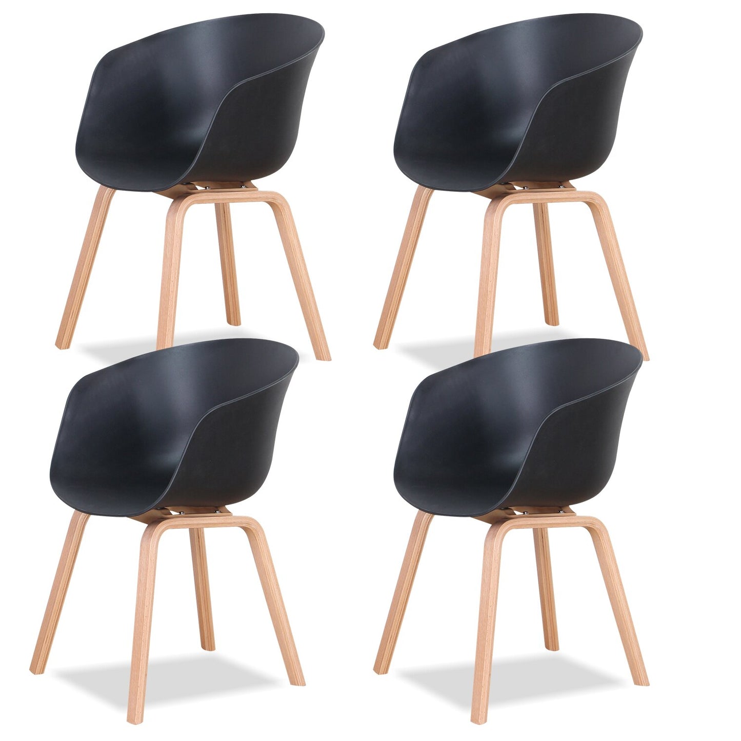 A Set of 4 Modern Dining Chairs | Retro-Designed Armchairs With High-Quality Wooden Legs