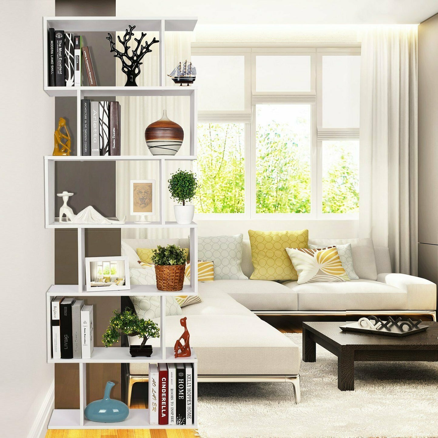 6 Layer Corner Bookshelf Living Room Decor