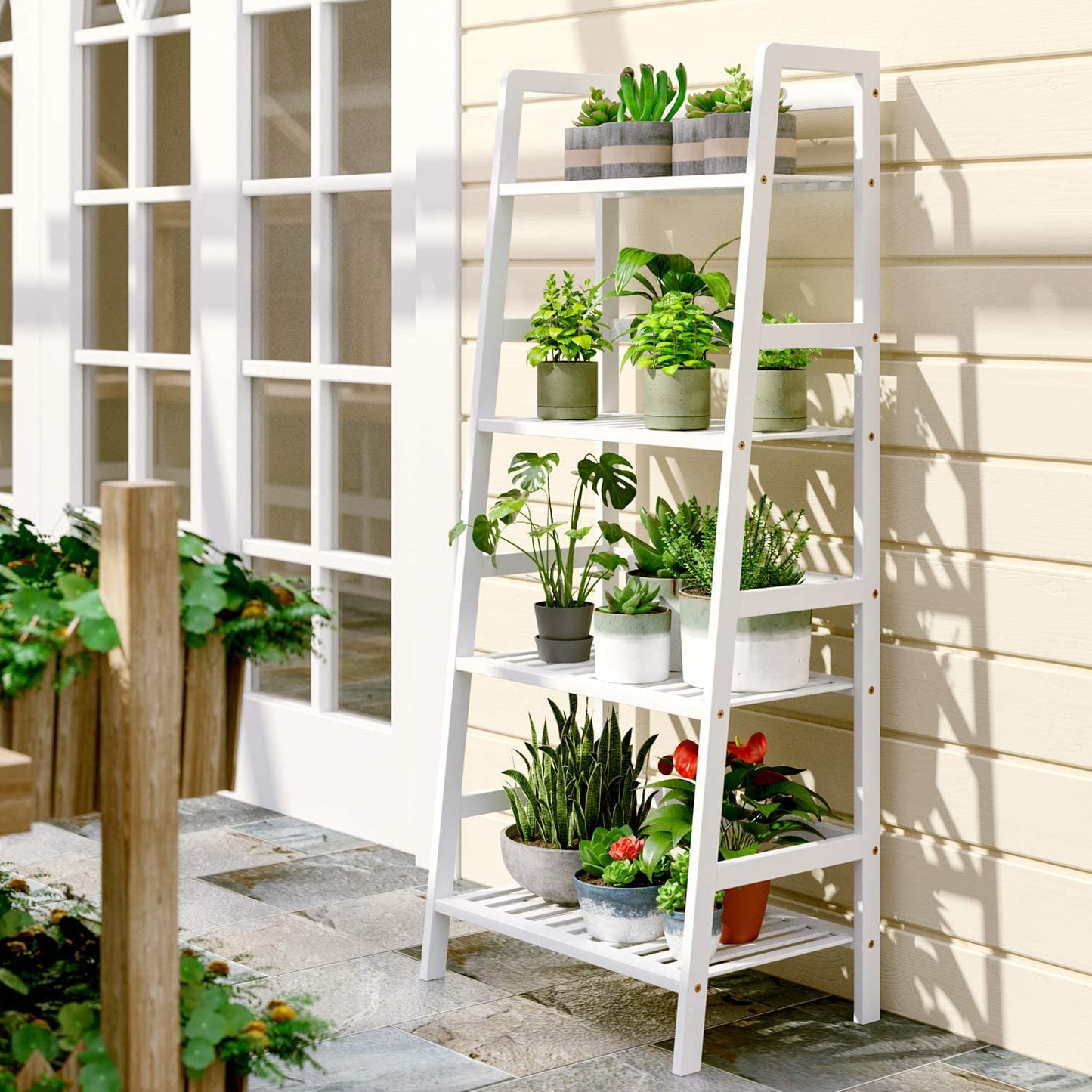 4-Tier Bamboo Ladder Shelf